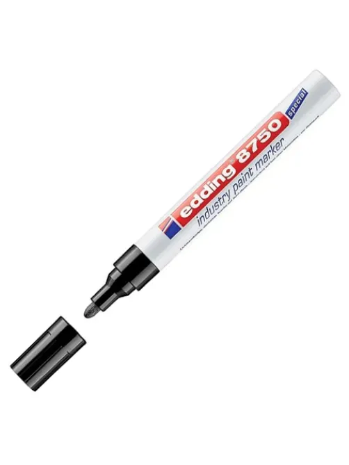 Маркер-краска лаковый (paint marker) EDDING 8750, ЧЕРНЫЙ, 2-4 мм, круглый наконечник, алюминиевый корпус, E-8750/1
