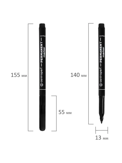 Маркер перманентный CENTROPEN 2536, ЧЕРНЫЙ, тонкий наконечник, 1 мм, трехгранная зона захвата, 6 2536 0112