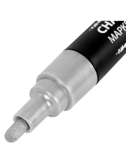 Маркер меловой CHALK LIQUID MARKER, СЕРЕБРИСТЫЙ, 3 мм, стираемый, BRAUBERG 