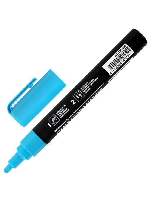 Маркер меловой CHALK LIQUID MARKER, СИНИЙ, 3 мм, стираемый, BRAUBERG 