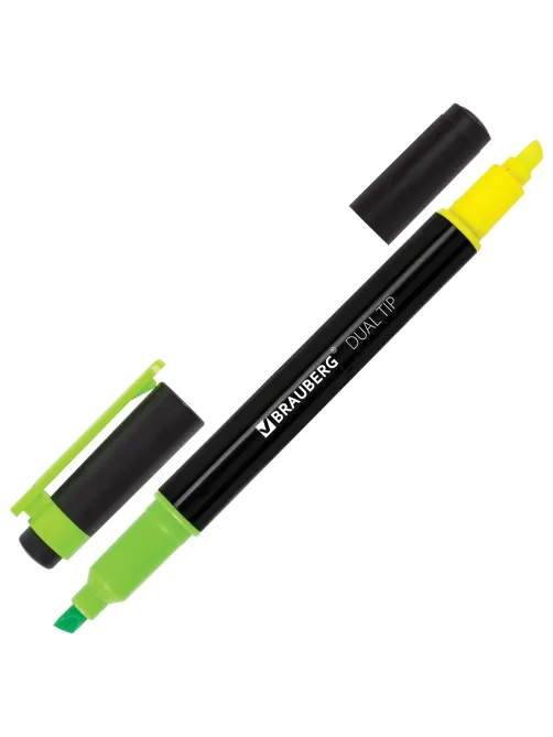 Набор текстовыделителей двусторонних BRAUBERG DUAL TIP 4 шт., АССОРТИ, линия 1-4 мм, 150845