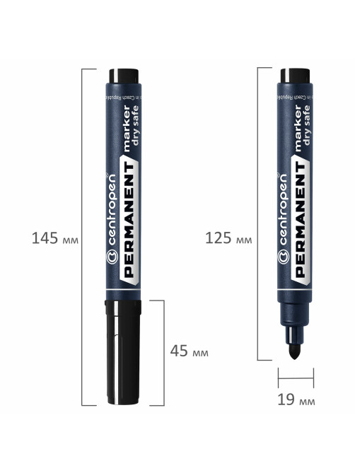 Маркер перманентный CENTROPEN 8510, ЧЕРНЫЙ, круглый наконечник, 2,5 мм, 8510, 5 8510 0112