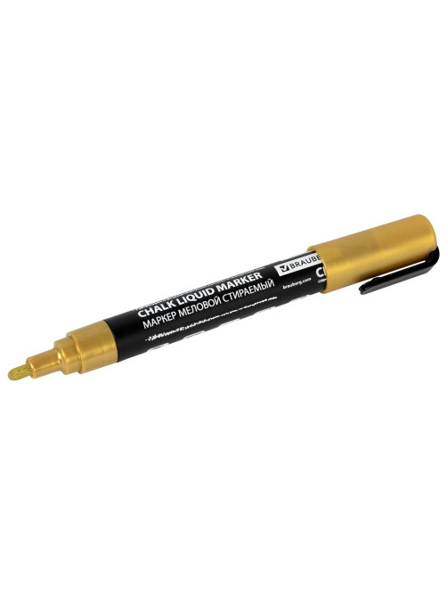 Маркер меловой CHALK LIQUID MARKER, ЗОЛОТИСТЫЙ, 3 мм, стираемый, BRAUBERG 