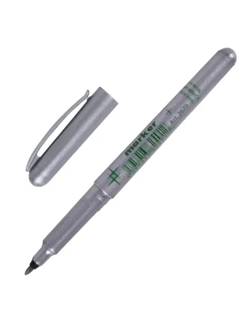 Маркер для декорирования СЕРЕБРЯНЫЙ CENTROPEN, круглый наконечник, 1 мм, 2670, 6 2670 0194