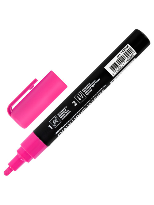 Маркер меловой CHALK LIQUID MARKER, РОЗОВЫЙ, 3 мм, стираемый, BRAUBERG 
