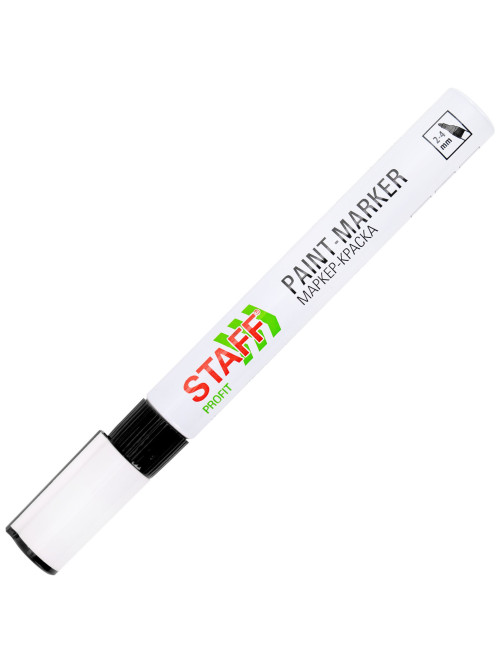 Маркер-краска лаковый (paint marker) 2-4 мм, ЧЕРНЫЙ, НИТРО-ОСНОВА, STAFF PROFIT, для любых поверхностей, 152578