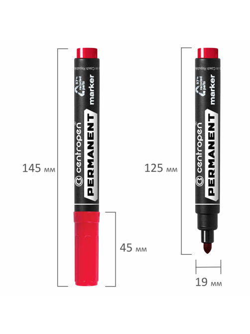 Маркер перманентный CENTROPEN 8566, КРАСНЫЙ, круглый наконечник, 2,5 мм, 5 8566 0104