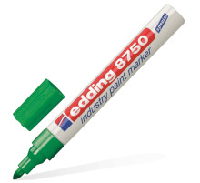 Маркер-краска лаковый (paint marker) EDDING 8750, ЗЕЛЕНЫЙ, 2-4 мм, круглый наконечник, алюминиевый корпус, Е-8750/4