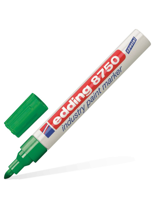 Маркер-краска лаковый (paint marker) EDDING 8750, ЗЕЛЕНЫЙ, 2-4 мм, круглый наконечник, алюминиевый корпус, Е-8750/4