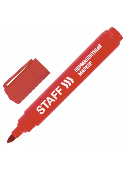 Маркер перманентный STAFF Basic PM-733, КРАСНЫЙ, круглый наконечник 2,5 мм, 150734