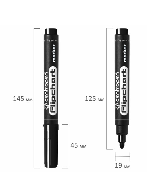 Маркер для бумажного флипчарта ЧЕРНЫЙ CENTROPEN, НЕПРОПИТЫВАЮЩИЙ, 2,5 мм, 8550, 5 8550 0112