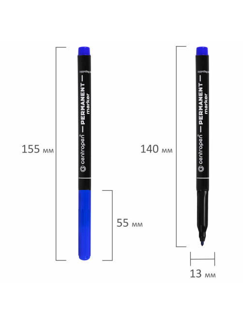 Маркер перманентный CENTROPEN 2536, СИНИЙ, тонкий наконечник, 1 мм, трехгранная зона захвата, 6 2536 0106