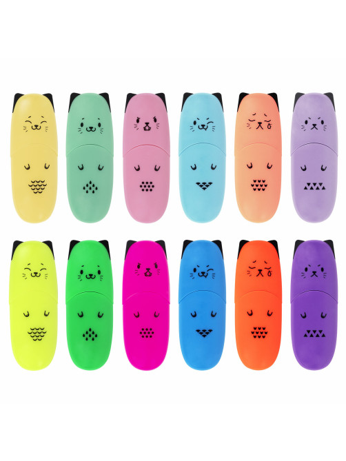 Набор текстовыделителей мини 12 ЦВЕТОВ BRAUBERG KIDS 