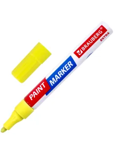 Маркер-краска лаковый EXTRA (paint marker) 4 мм, ЖЕЛТЫЙ, УСИЛЕННАЯ НИТРО-ОСНОВА, BRAUBERG, 151984