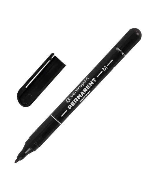 Маркер перманентный CENTROPEN 2846, ЧЕРНЫЙ, тонкий наконечник, 1 мм, 6 2846 9412