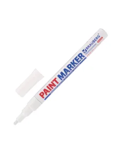 Маркер-краска лаковый (paint marker) 2 мм, БЕЛЫЙ, НИТРО-ОСНОВА, алюминиевый корпус, BRAUBERG PROFESSIONAL PLUS, 151438