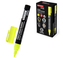 Маркер меловой CHALK LIQUID MARKER, ЖЕЛТЫЙ, 3 мм, стираемый, BRAUBERG 