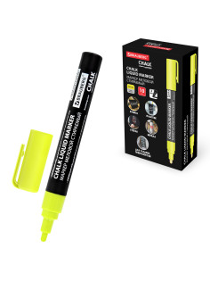 Маркер меловой CHALK LIQUID MARKER, ЖЕЛТЫЙ, 3 мм, стираемый, BRAUBERG 