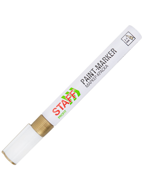 Маркер-краска лаковый (paint marker) 2-4 мм, ЗОЛОТИСТЫЙ, НИТРО-ОСНОВА, STAFF PROFIT, для любых поверхностей, 152579