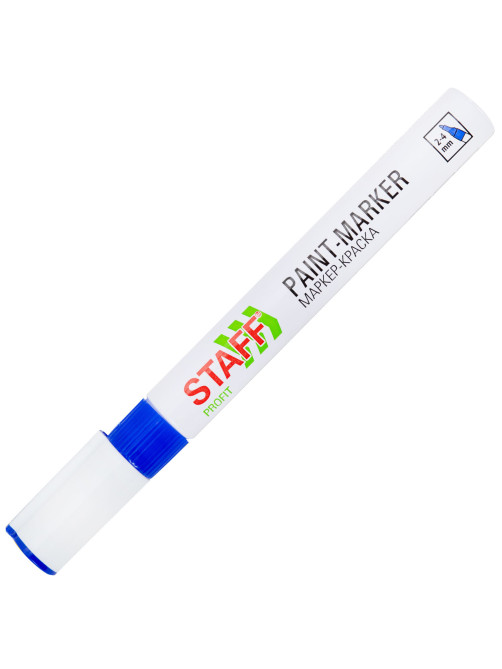 Маркер-краска лаковый (paint marker) 2-4 мм, СИНИЙ, НИТРО-ОСНОВА, STAFF PROFIT, для любых поверхностей, 152581