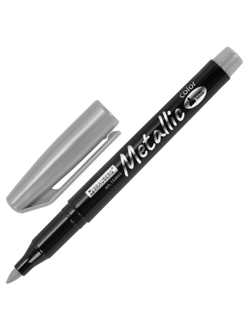Маркеры для декорирования и рисования ЗОЛОТО и СЕРЕБРО, METALLIC MARKER, линия письма 1-2 мм, BRAUBERG, 152655