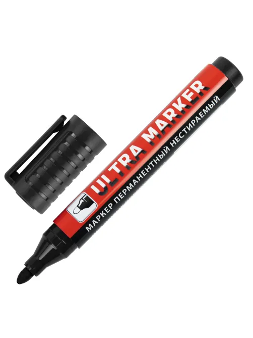 Маркер перманентный ULTRA MARKER, ЧЕРНЫЙ, 3,5 мм, с клипом, BRAUBERG, 152204