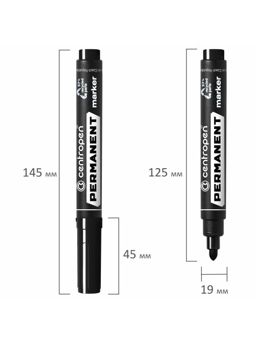 Маркер перманентный CENTROPEN 8566, ЧЕРНЫЙ, круглый наконечник, 2,5 мм, 5 8566 0112