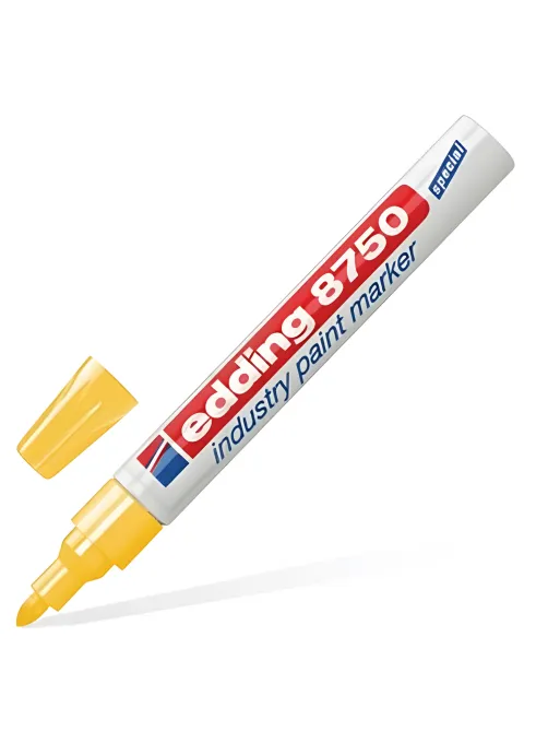 Маркер-краска лаковый (paint marker) EDDING 8750, ЖЕЛТЫЙ, 2-4 мм, круглый наконечник, алюминиевый корпус, Е-8750/5