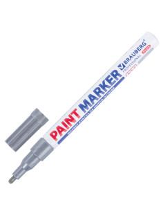 Маркер-краска лаковый (paint marker) 2 мм, СЕРЕБРЯНЫЙ, НИТРО-ОСНОВА, алюминиевый корпус, BRAUBERG PROFESSIONAL PLUS, 151442