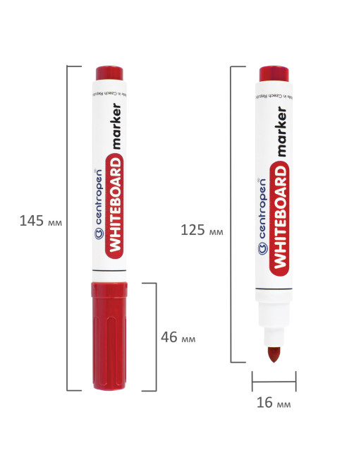 Маркер стираемый для белой доски КРАСНЫЙ, CENTROPEN 