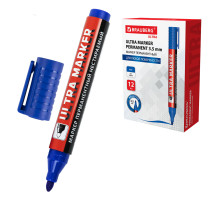 Маркер перманентный ULTRA MARKER, СИНИЙ, 3,5 мм, с клипом, BRAUBERG, 152206