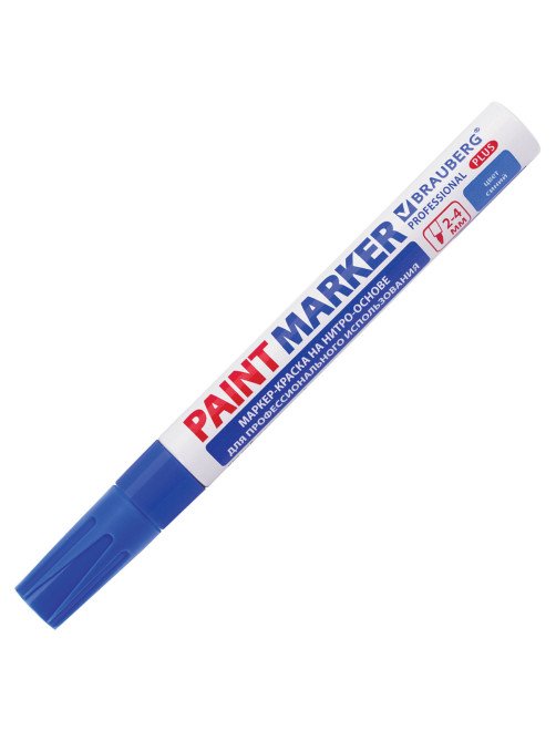 Маркер-краска лаковый (paint marker) 4 мм, СИНИЙ, НИТРО-ОСНОВА, алюминиевый корпус, BRAUBERG PROFESSIONAL PLUS, 151447