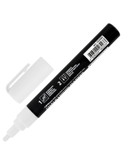Маркер меловой CHALK LIQUID MARKER, БЕЛЫЙ, 3 мм, стираемый, BRAUBERG 