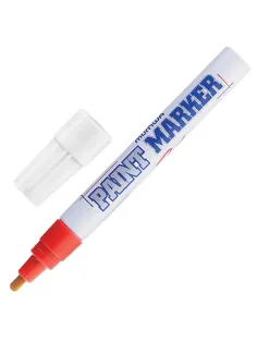 Маркер-краска лаковый (paint marker) MUNHWA, 4 мм, КРАСНЫЙ, нитро-основа, алюминиевый корпус, PM-03