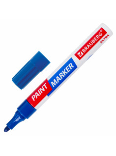 Маркер-краска лаковый EXTRA (paint marker) 4 мм, СИНИЙ, УСИЛЕННАЯ НИТРО-ОСНОВА, BRAUBERG, 151983