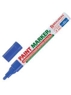 Маркер-краска лаковый (paint marker) 4 мм, СИНИЙ, БЕЗ КСИЛОЛА (без запаха), алюминий, BRAUBERG PROFESSIONAL, 150873