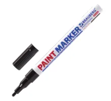 Маркер-краска лаковый (paint marker) 2 мм, ЧЕРНЫЙ, НИТРО-ОСНОВА, алюминиевый корпус, BRAUBERG PROFESSIONAL PLUS, 151439