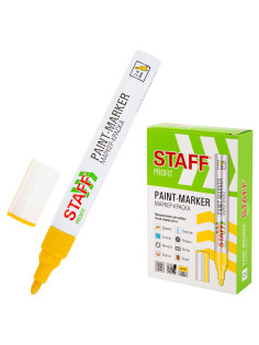 Маркер-краска лаковый (paint marker) 2-4 мм, ЖЕЛТЫЙ, НИТРО-ОСНОВА, STAFF PROFIT, для любых поверхностей, 152583