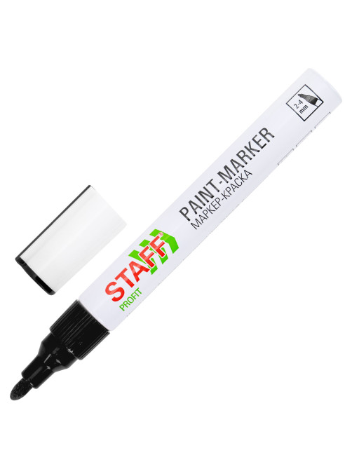 Маркер-краска лаковый (paint marker) 2-4 мм, ЧЕРНЫЙ, НИТРО-ОСНОВА, STAFF PROFIT, для любых поверхностей, 152578