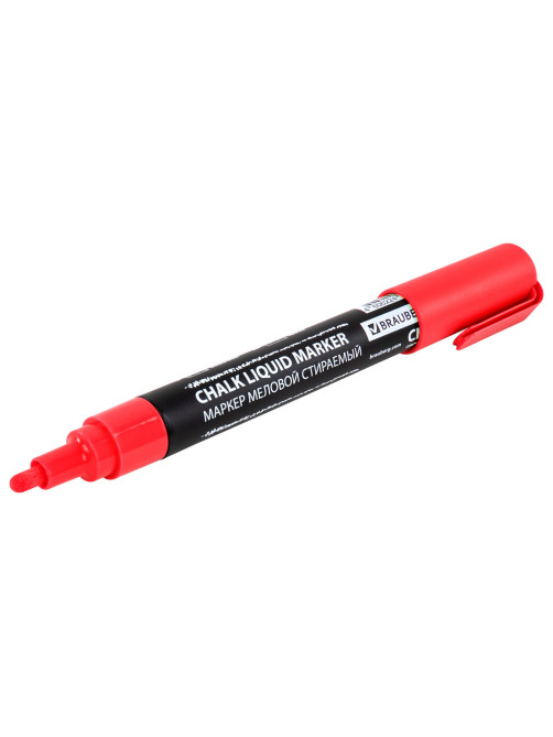 Маркер меловой CHALK LIQUID MARKER, КРАСНЫЙ, 3 мм, стираемый, BRAUBERG 