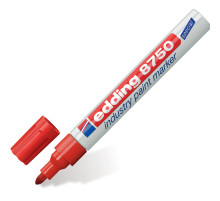 Маркер-краска лаковый (paint marker) EDDING 8750, КРАСНЫЙ, 2-4 мм, круглый наконечник, алюминиевый корпус, E-8750/2