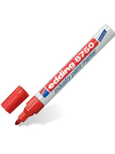 Маркер-краска лаковый (paint marker) EDDING 8750, КРАСНЫЙ, 2-4 мм, круглый наконечник, алюминиевый корпус, E-8750/2