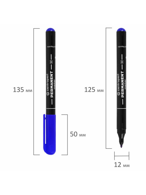Маркер перманентный CENTROPEN 2846, СИНИЙ, тонкий наконечник, 1 мм, 6 2846 9406
