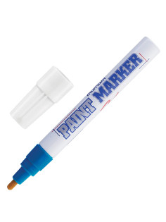 Маркер-краска лаковый (paint marker) MUNHWA, 4 мм, СИНИЙ, нитро-основа, алюминиевый корпус, PM-02