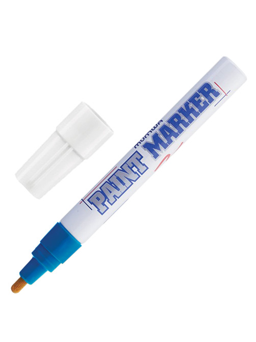 Маркер-краска лаковый (paint marker) MUNHWA, 4 мм, СИНИЙ, нитро-основа, алюминиевый корпус, PM-02