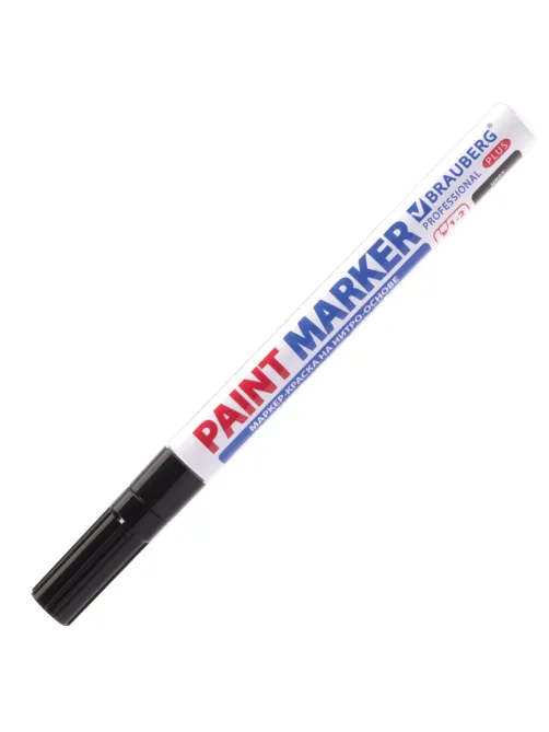 Маркер-краска лаковый (paint marker) 2 мм, ЧЕРНЫЙ, НИТРО-ОСНОВА, алюминиевый корпус, BRAUBERG PROFESSIONAL PLUS, 151439