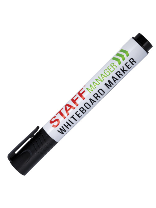 Маркер стираемый для белой доски, ЧЕРНЫЙ, STAFF 