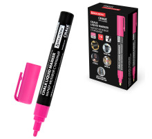 Маркер меловой CHALK LIQUID MARKER, РОЗОВЫЙ, 3 мм, стираемый, BRAUBERG 