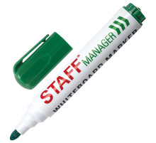 Маркер стираемый для белой доски ЗЕЛЕНЫЙ, STAFF 