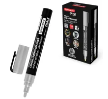 Маркер меловой CHALK LIQUID MARKER, СЕРЕБРИСТЫЙ, 3 мм, стираемый, BRAUBERG 